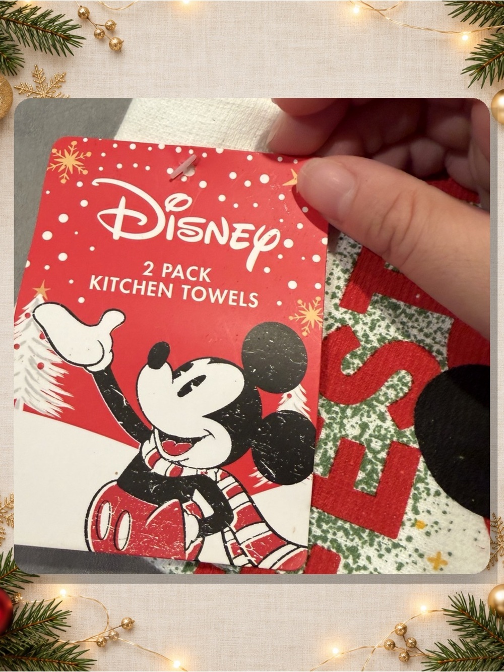 Disney White and Red Mickey Mouse Festive Cheer Kitchen Towels - 2 Pack - Picture 3 of 3